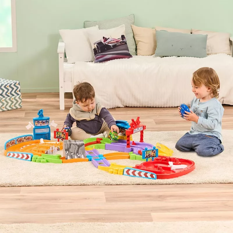 Tor wyścigowy dla zdalnie sterowanych samochodów VTech Tut Tut Baby Flitzer – interaktywny zestaw pojazdów push-and-go