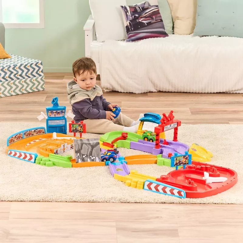 Tor wyścigowy dla zdalnie sterowanych samochodów VTech Tut Tut Baby Flitzer – interaktywny zestaw pojazdów push-and-go