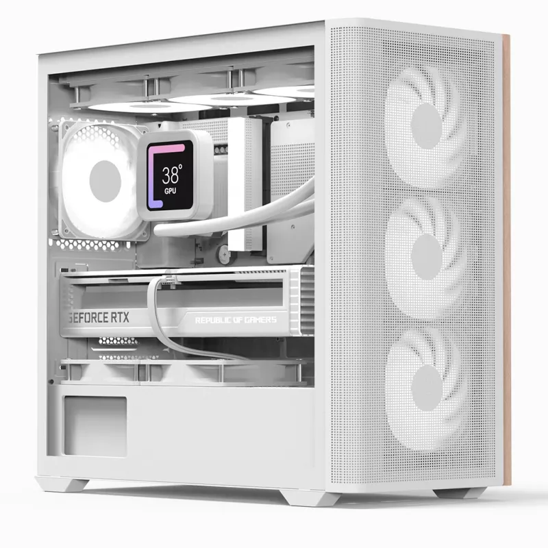 Aerocool D301A Mini Tower biały, Wood
