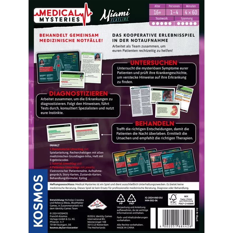 Kosmos Medical Mysteries - Miami Flatline 60 min Gra planszowa Dedukcja