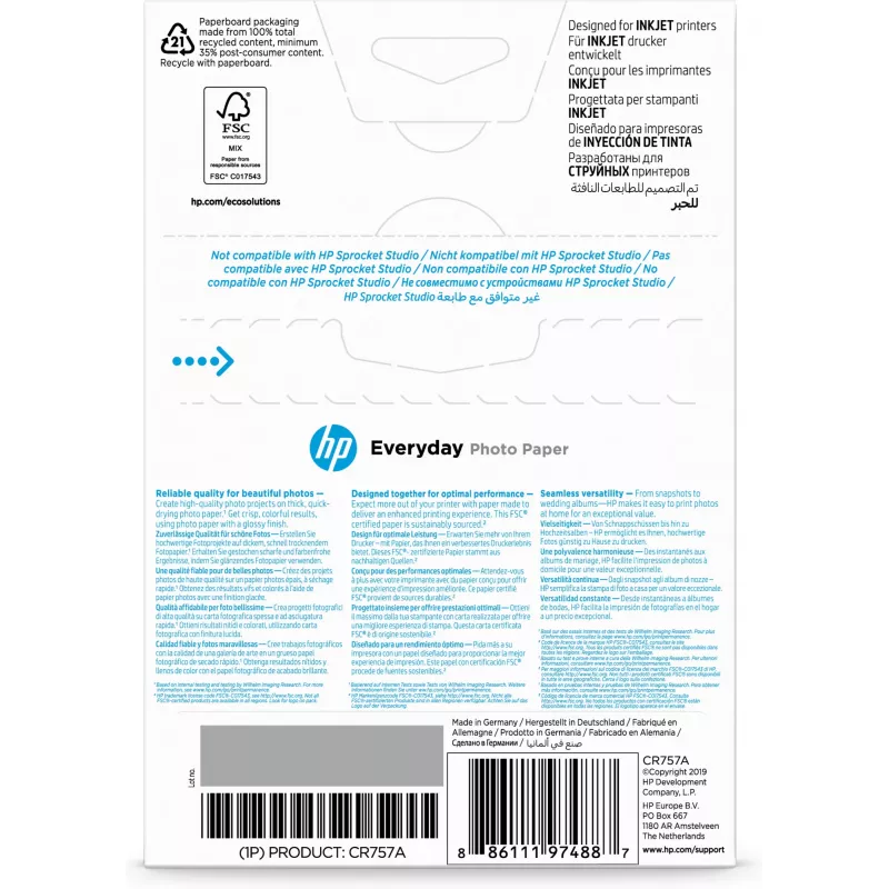HP Everyday Photo Paper Glossy 200 g/m2 10 x 15 cm (101 x 152 mm) 100 arkuszy