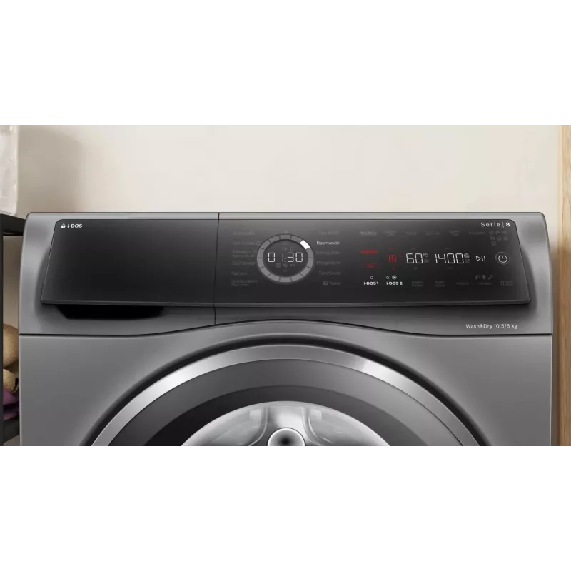 Bosch Serie 8 WNC254AS0 pralko-suszarka Wolnostojąca Ładowanie od przodu Stal nierdzewna