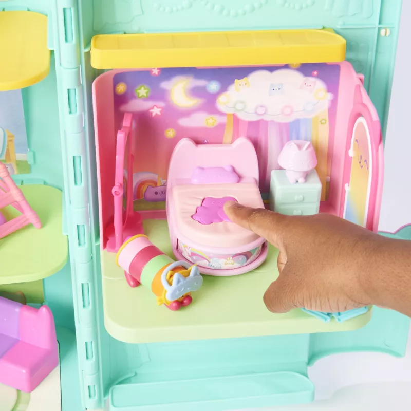 Gabby's Dollhouse , Słodkich Snów Sypialnia z Figurką Pillow Cat i 3 Akcesoriami, 3 Meble i 2 Przesyłkami, Zabawki dla Dzieci od 3 Lat