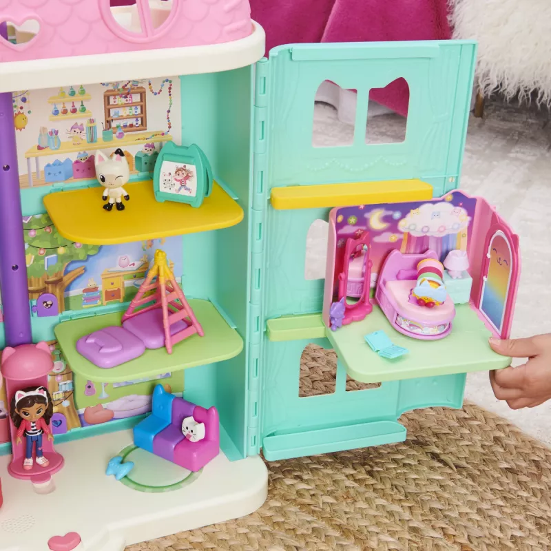 Gabby's Dollhouse , Słodkich Snów Sypialnia z Figurką Pillow Cat i 3 Akcesoriami, 3 Meble i 2 Przesyłkami, Zabawki dla Dzieci od 3 Lat