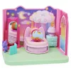 Gabby's Dollhouse , Słodkich Snów Sypialnia z Figurką Pillow Cat i 3 Akcesoriami, 3 Meble i 2 Przesyłkami, Zabawki dla Dzieci od 3 Lat