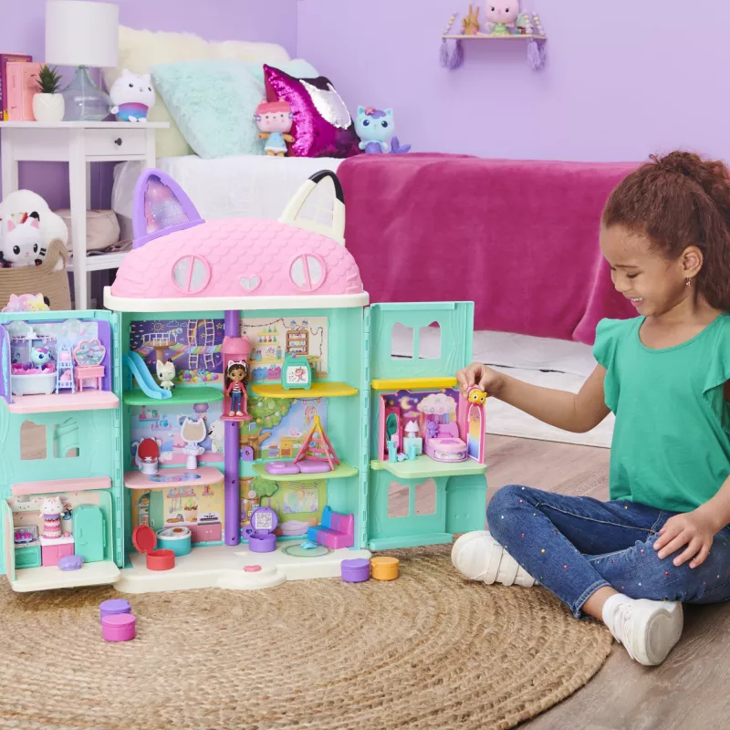 Gabby's Dollhouse , Słodkich Snów Sypialnia z Figurką Pillow Cat i 3 Akcesoriami, 3 Meble i 2 Przesyłkami, Zabawki dla Dzieci od 3 Lat