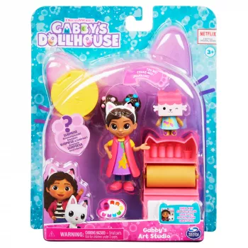 Gabby's Dollhouse, Zestaw studia artystycznego z 2 figurkami, 2 akcesoriami, przesyłką i meblem, zabawki dla dzieci od 3 lat