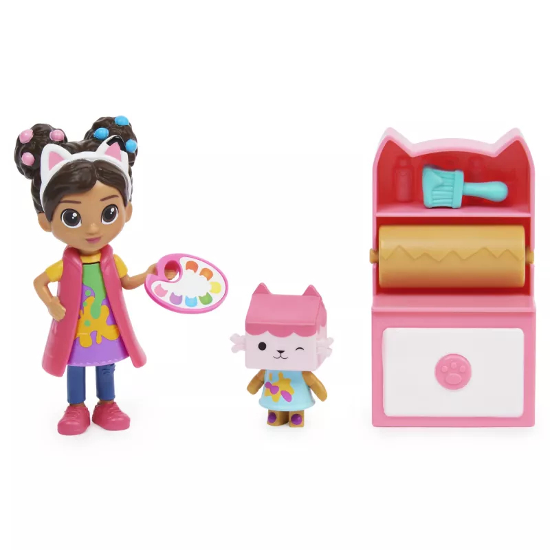 Gabby's Dollhouse, Zestaw studia artystycznego z 2 figurkami, 2 akcesoriami, przesyłką i meblem, zabawki dla dzieci od 3 lat
