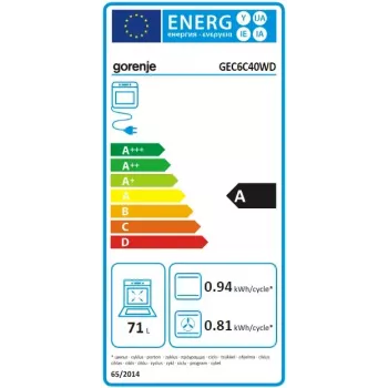 Gorenje GEC6C40WD Kuchenka wolnostojąca elektryczna Płyta ceramiczna Czarny, Biały