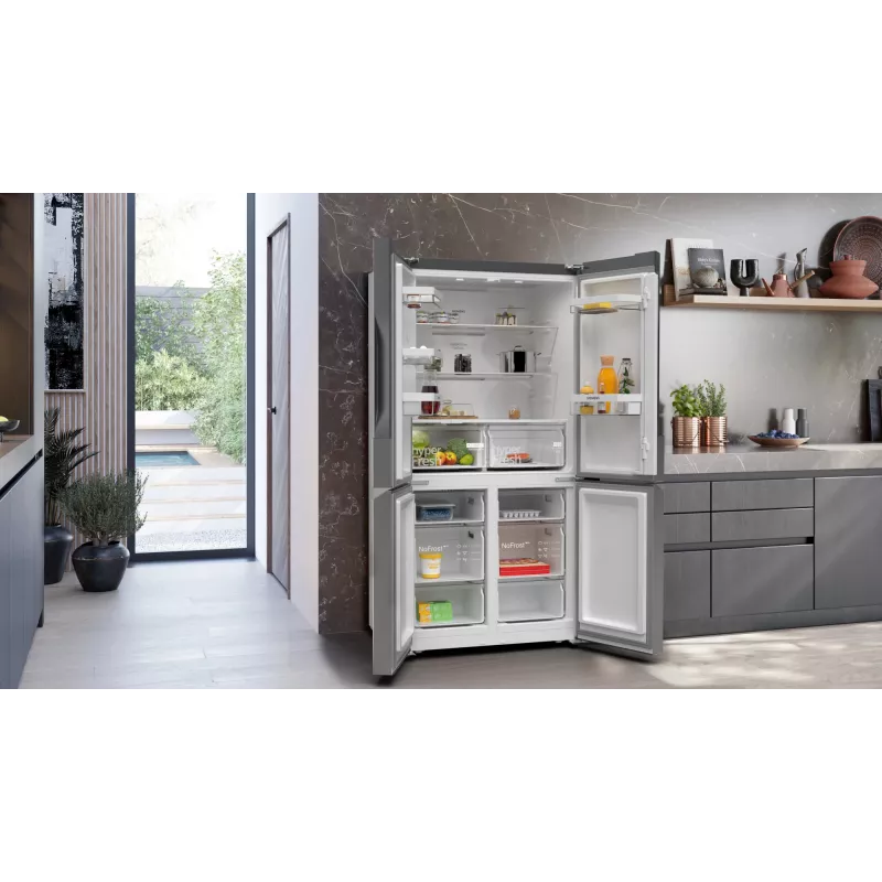Siemens iQ300 KF96NVPEA lodówka side-by-side Wolnostojąca 605 L Srebrny