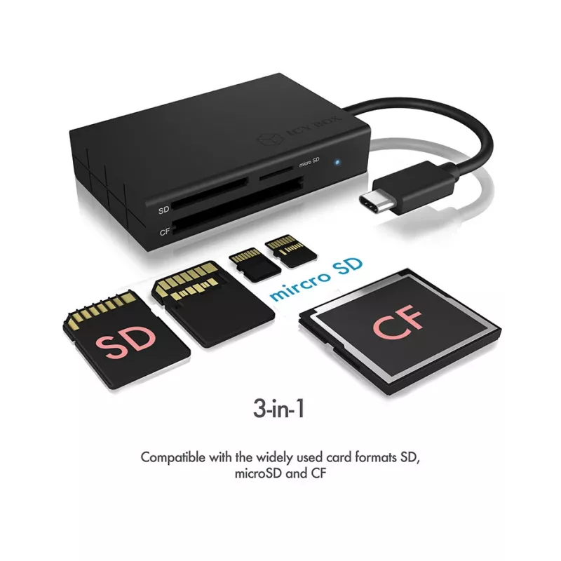 Czytnik kart ICY BOX IB-CR401-C3 USB 3.2 Gen 1 (3.1 Gen 1) Type-C Czarny