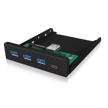 Hub USB ICY BOX IB-HUB1418-i3 — chipset GL3520/ASM1543, czarny, 101×137×25 mm