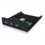Hub USB ICY BOX IB-HUB1418-i3 — chipset GL3520/ASM1543, czarny, 101×137×25 mm