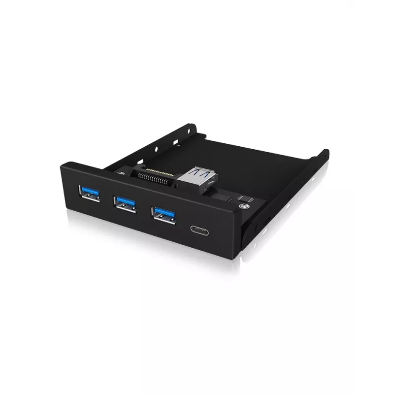 Hub USB ICY BOX IB-HUB1418-i3 — chipset GL3520/ASM1543, czarny, 101×137×25 mm