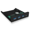 Hub USB ICY BOX IB-HUB1418-i3 — chipset GL3520/ASM1543, czarny, 101×137×25 mm