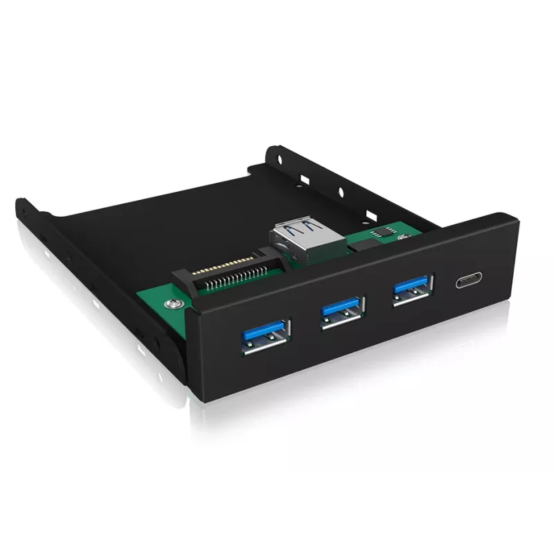 Hub USB ICY BOX IB-HUB1418-i3 — chipset GL3520/ASM1543, czarny, 101×137×25 mm