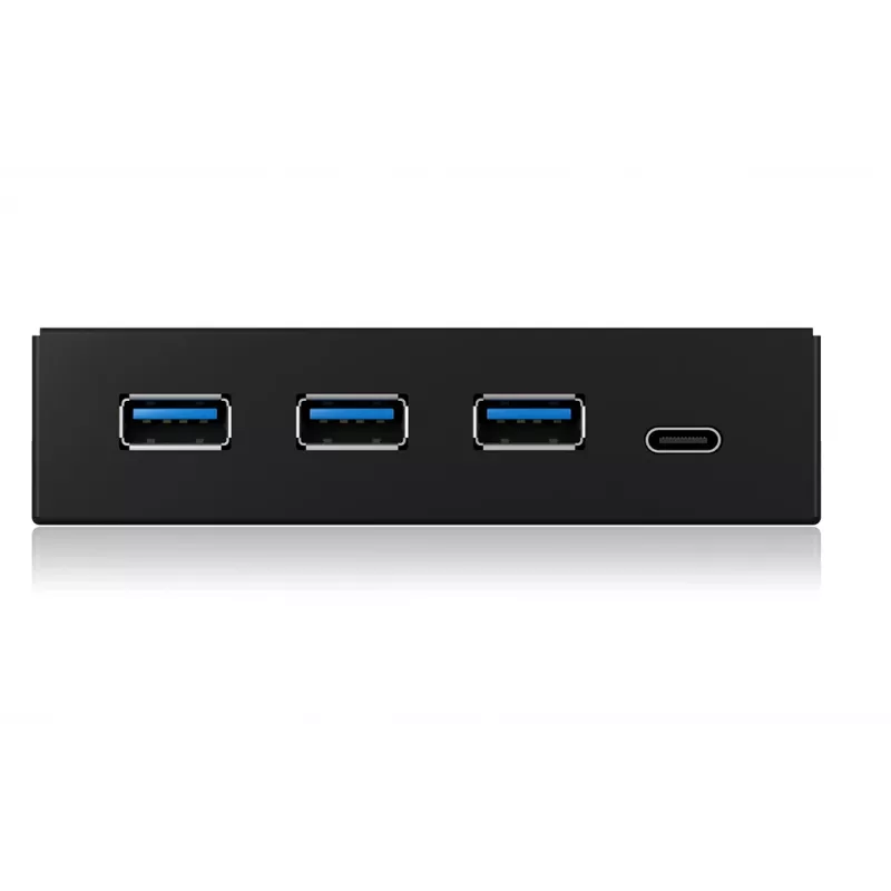 Hub USB ICY BOX IB-HUB1418-i3 — chipset GL3520/ASM1543, czarny, 101×137×25 mm