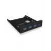 Hub USB ICY BOX IB-HUB1418-i3 — chipset GL3520/ASM1543, czarny, 101×137×25 mm