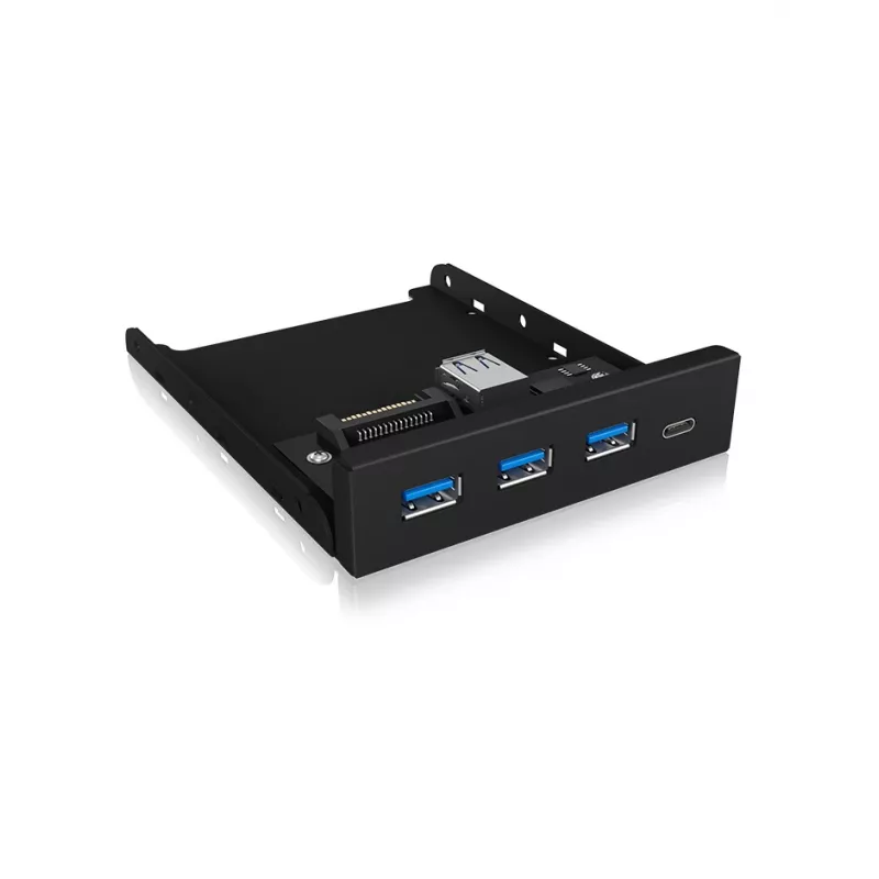 Hub USB ICY BOX IB-HUB1418-i3 — chipset GL3520/ASM1543, czarny, 101×137×25 mm