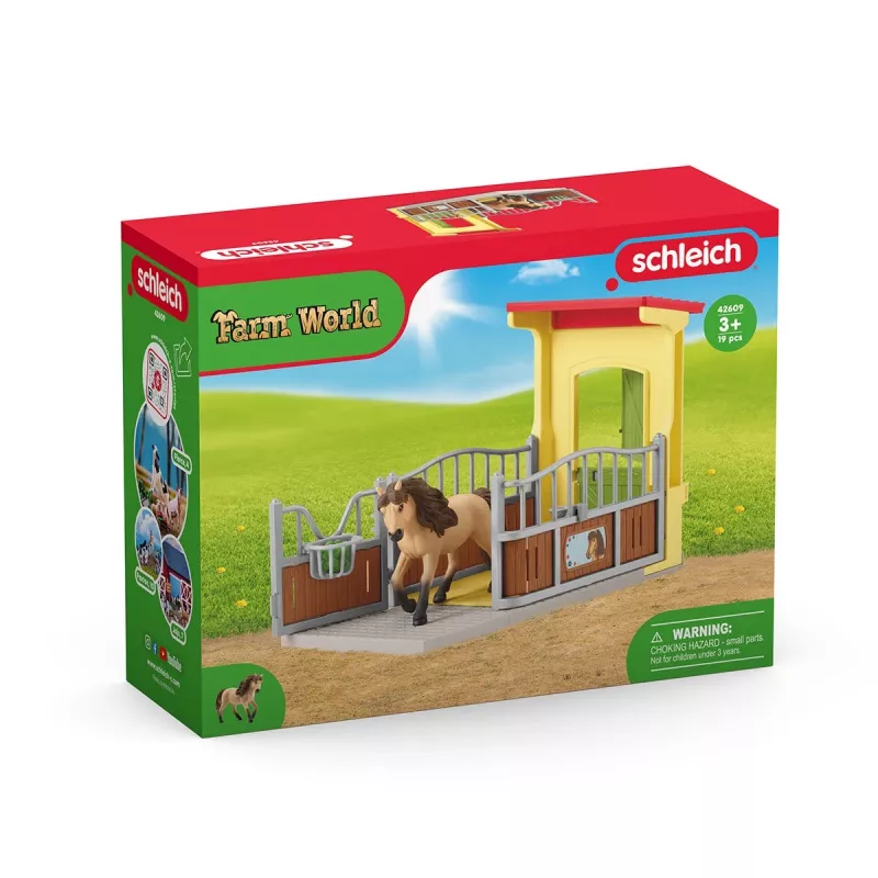 schleich FARM WORLD Pudełko dla kuca z ogierem kuca islandzkiego, Farma, Budynki, Zwierzęta gospodarskie / zabawki farmerskie, Stajnia dla koni, Konie, 3 lat(a), Wielokolorowy