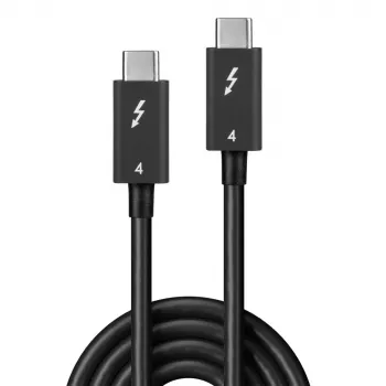 Lindy 1m Kabel Thunderbolt 4, 40Gbps, pasywny, Męski, Męski, 1 m, 40 Gbit/s, Czarny, Nikiel/Złoto