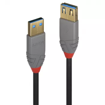 Przedłużacz USB 3.2 Typ A Lindy 3 m, 5 Gb/s, Anthra Line, 3 m, USB A, USB A, USB 3.2 Gen 1 (3.1 Gen 1), 5 Gbit/s, czarny