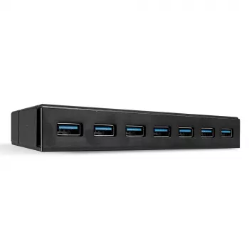 Lindy 7 Port USB 3.0 Hub, USB 3.2 Gen 1 (3.1 Gen 1) Type-A, USB 3.2 Gen 1 (3.1 Gen 1) Type-A, USB 3.2 Gen 1 (3.1 Gen 1), 5000 Mbit/s, czarny, tworzywo sztuczne