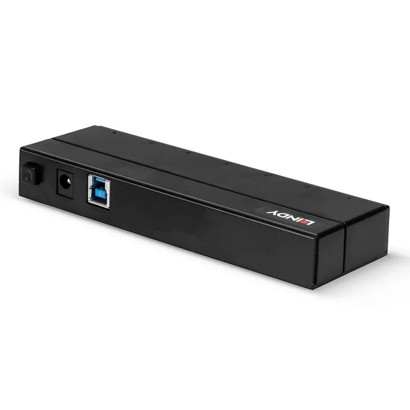 Lindy 7 Port USB 3.0 Hub, USB 3.2 Gen 1 (3.1 Gen 1) Type-A, USB 3.2 Gen 1 (3.1 Gen 1) Type-A, USB 3.2 Gen 1 (3.1 Gen 1), 5000 Mbit/s, czarny, tworzywo sztuczne