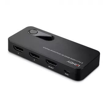 Lindy 2 Port HDMI 8K60 Bi-Directional Switch, HDMI, ABS, Czarny, 120 Hz, 3840 x 2160, 7680 x 4320, 48 Gbit/s