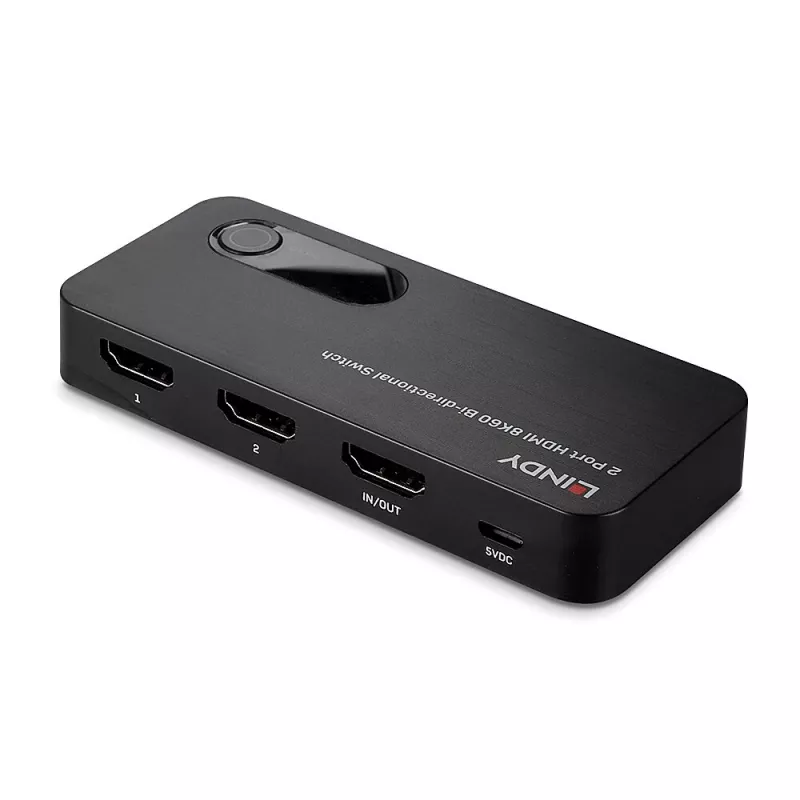 Lindy 2 Port HDMI 8K60 Bi-Directional Switch, HDMI, ABS, Czarny, 120 Hz, 3840 x 2160, 7680 x 4320, 48 Gbit/s