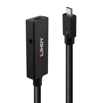 Lindy 5m USB 3.2 Gen 2 C/C Active Extension, 5 m, USB C, USB C, USB 3.2 Gen 2 (3.1 Gen 2), 10 Gbit/s, czarny