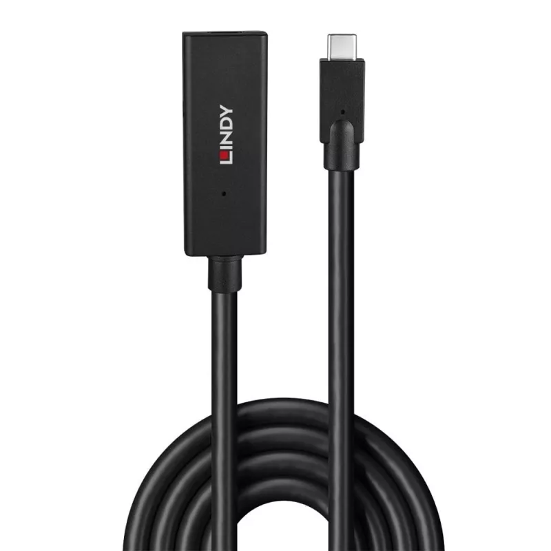 Lindy 5m USB 3.2 Gen 2 C/C Active Extension, 5 m, USB C, USB C, USB 3.2 Gen 2 (3.1 Gen 2), 10 Gbit/s, czarny