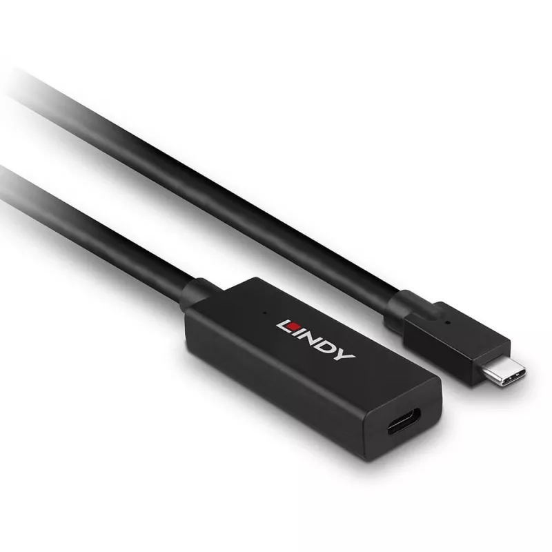 Lindy 5m USB 3.2 Gen 2 C/C Active Extension, 5 m, USB C, USB C, USB 3.2 Gen 2 (3.1 Gen 2), 10 Gbit/s, czarny