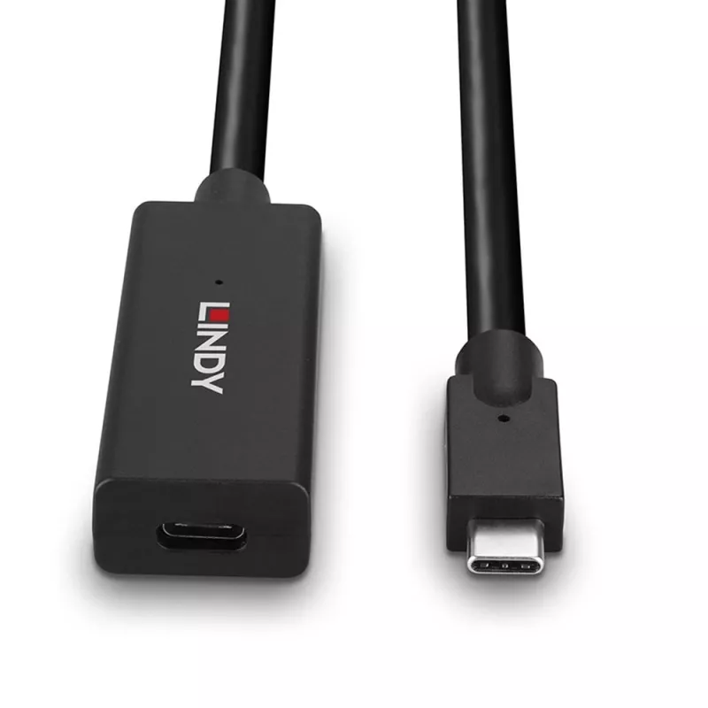Lindy 5m USB 3.2 Gen 2 C/C Active Extension, 5 m, USB C, USB C, USB 3.2 Gen 2 (3.1 Gen 2), 10 Gbit/s, czarny