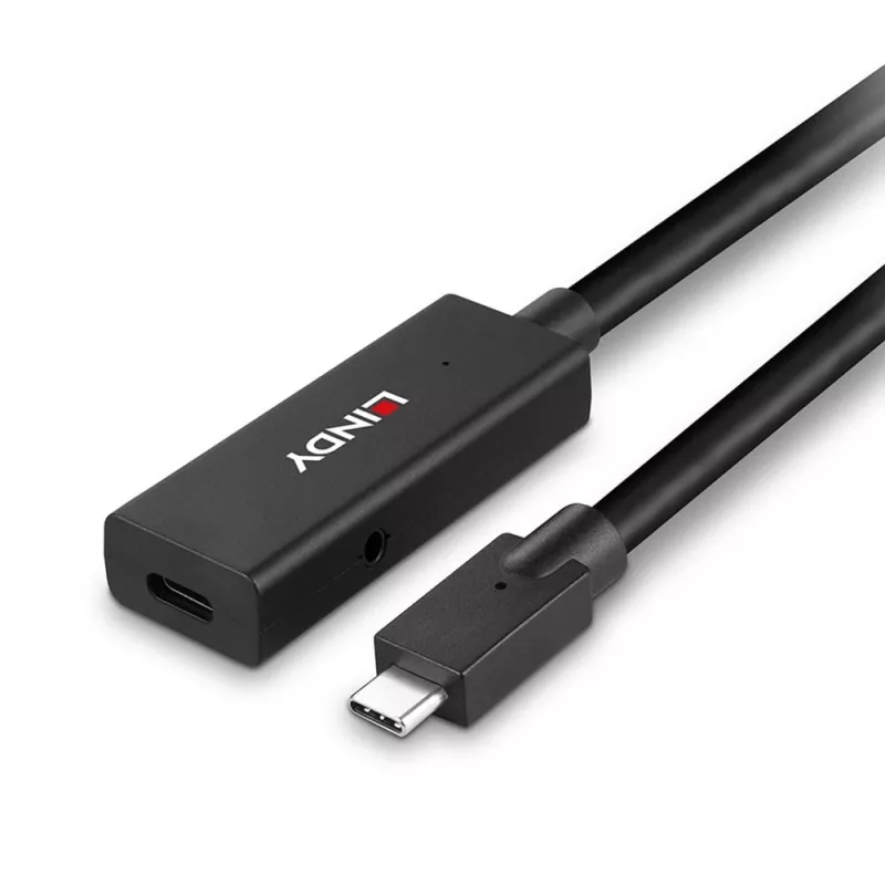 Lindy 5m USB 3.2 Gen 2 C/C Active Extension, 5 m, USB C, USB C, USB 3.2 Gen 2 (3.1 Gen 2), 10 Gbit/s, czarny