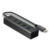 Lindy 4-portowy hub USB 3.2 Typ C, USB 3.2 Gen 1 (3.1 Gen 1) Typ-C, USB 3.2 Gen 1 (3.1 Gen 1) Typ-A, 5000 Mbit/s, szary, aluminium, tworzywo sztuczne, 0,3 m