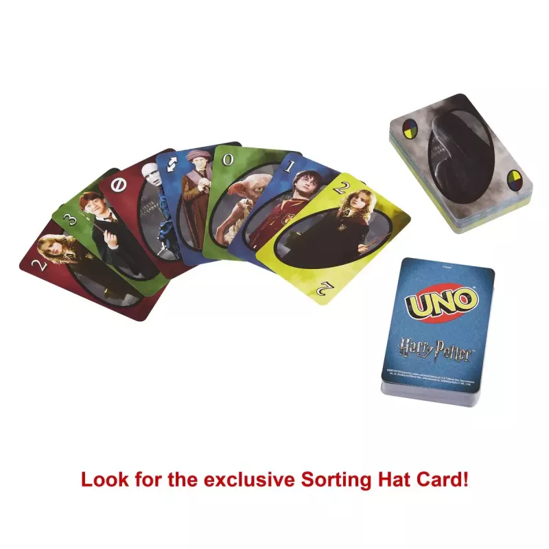 Gra karciana MATTEL UNO Harry Potter — gra typu shedding, wiek 7+