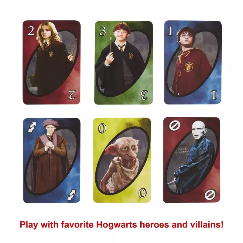 Gra karciana MATTEL UNO Harry Potter — gra typu shedding, wiek 7+