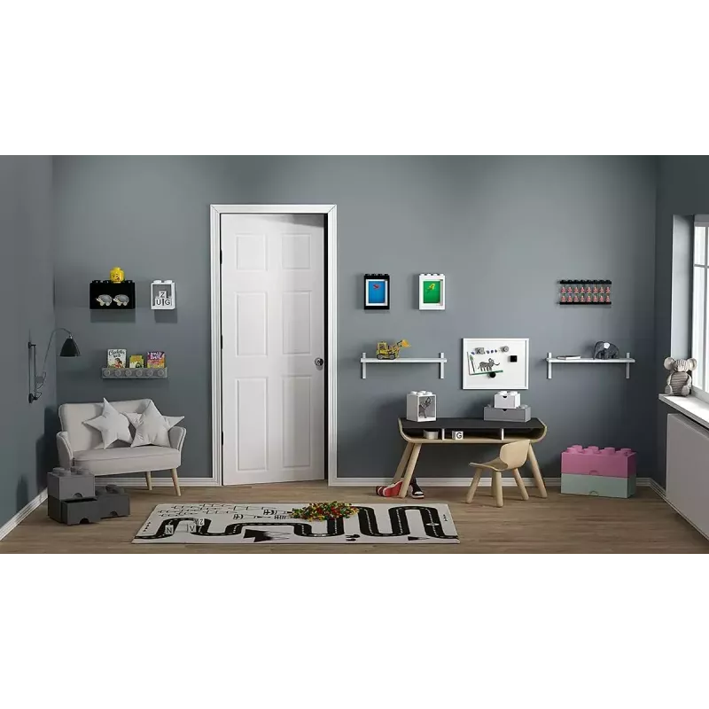 room copenhagen Półka LEGO Brick 8+4 czarna — modułowa półka ścienna z 2 półkami