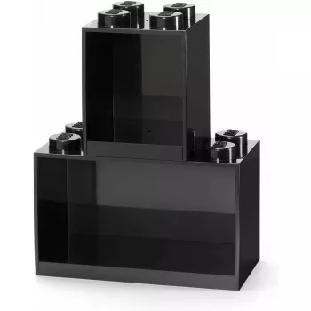 room copenhagen Półka LEGO Brick 8+4 czarna — modułowa półka ścienna z 2 półkami