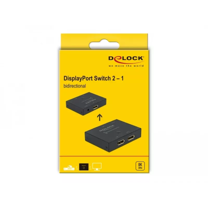 Przełącznik DELOCK DisplayPort 2 - 1 - dwukierunkowy 8K 30 Hz
