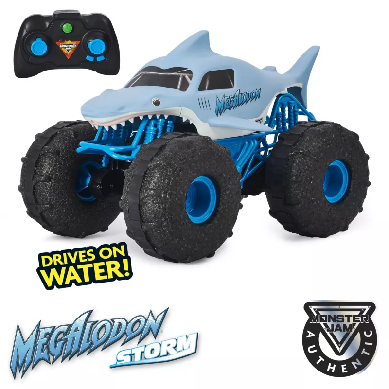 Monster Jam, Oficjalny Megalodon STORM — Zdalnie sterowany monster truck terenowy, skala 1:15
