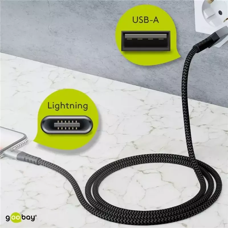 Kabel Lightning Wentronic 49267 0,5 m czarno-szary