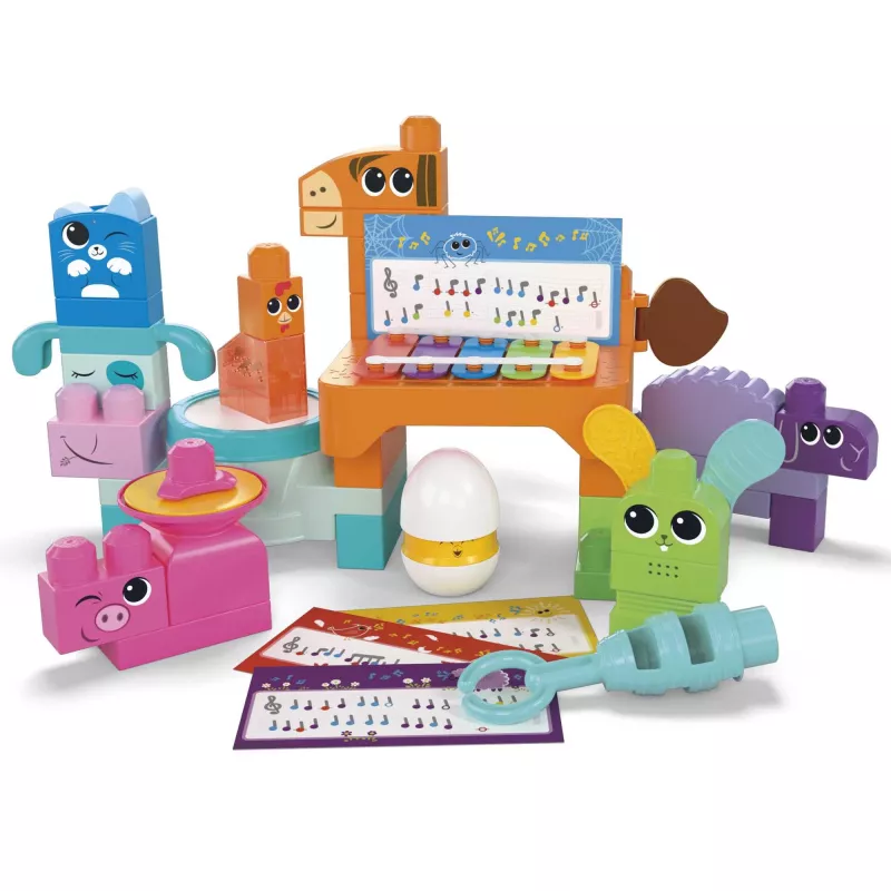MEGA BLOKS Fisher Price Muzyczna Farma Zespół Sensoryczne Klocki Zabawka (45 Części) dla Maluchów