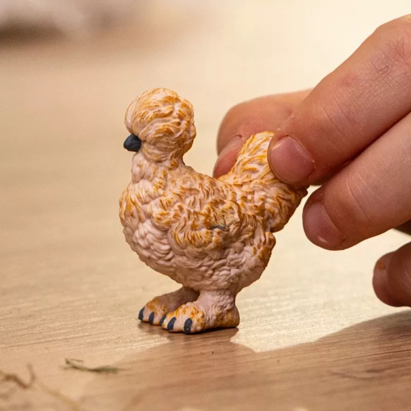 Figurka Schleich Silkie Chicken model 14891 – figurka zwierzęcia gospodarskiego, wielokolorowa, dla dzieci w wieku 3+