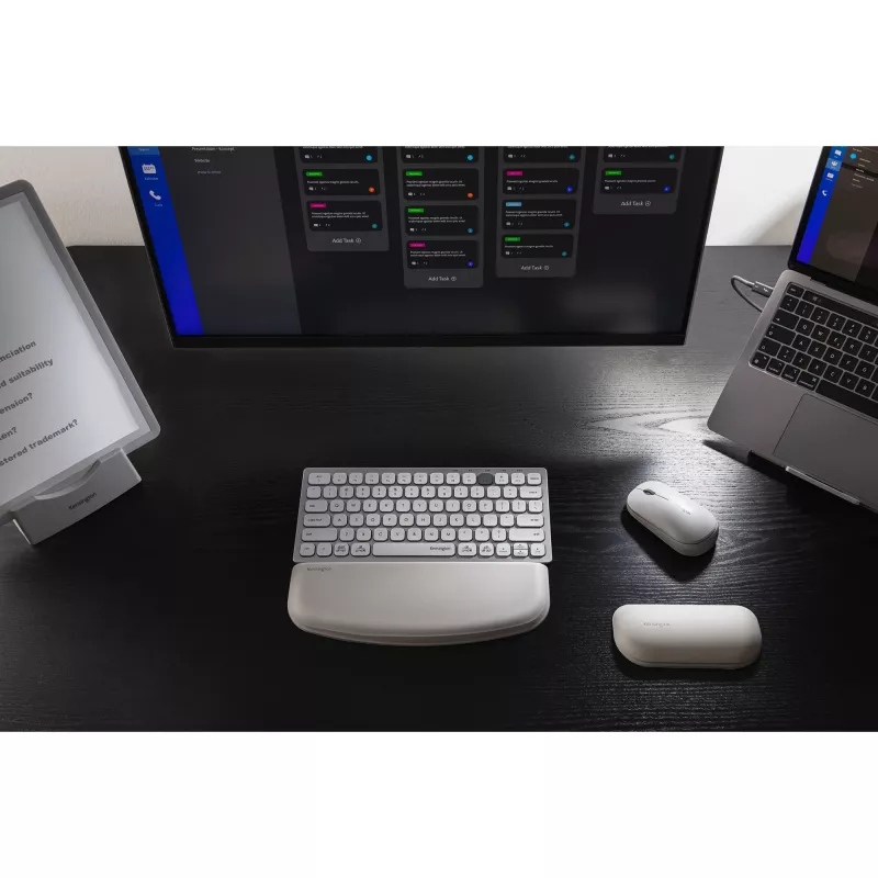 Kensington ErgoSoft Wrist Rest dla standardowej myszy, szary, ekoskóra, żel, Tajwan, MIL-STD-810H Method 504.3 Contamination by Fluids, 200 g, 1 szt.