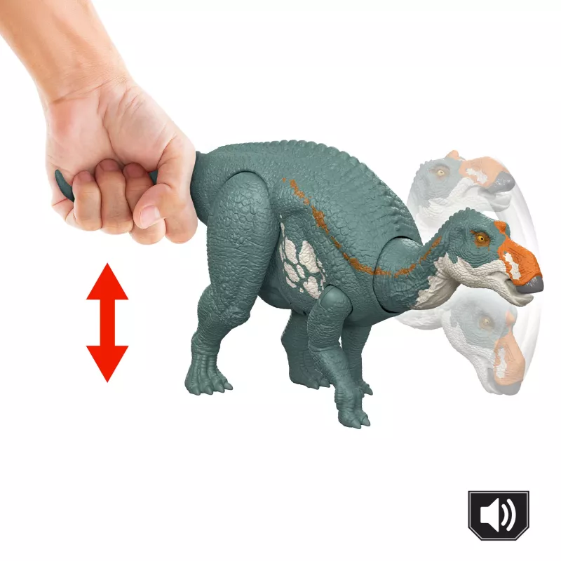 Jurassic World Rebirth Wild Roar Maiasaura Zabawka Dinozaur, Atak Chwytania i Dźwięk Sterowane Ogonem