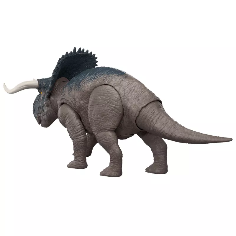 Jurassic World Rebirth Wild Roar Nasutoceratops zabawkowa figurka dinozaura, atak chwytny sterowany ogonem i dźwięk