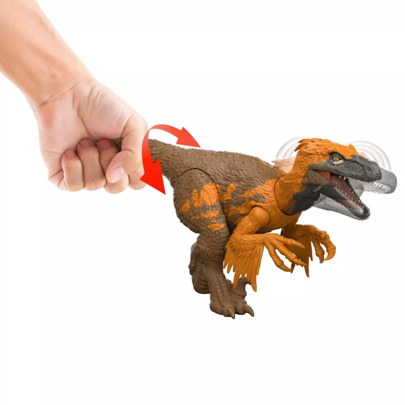 Jurassic World Rebirth Wild Roar Utahraptor Dinozaur Zabawka, Atak Sterowany Ogonem i Dźwięk