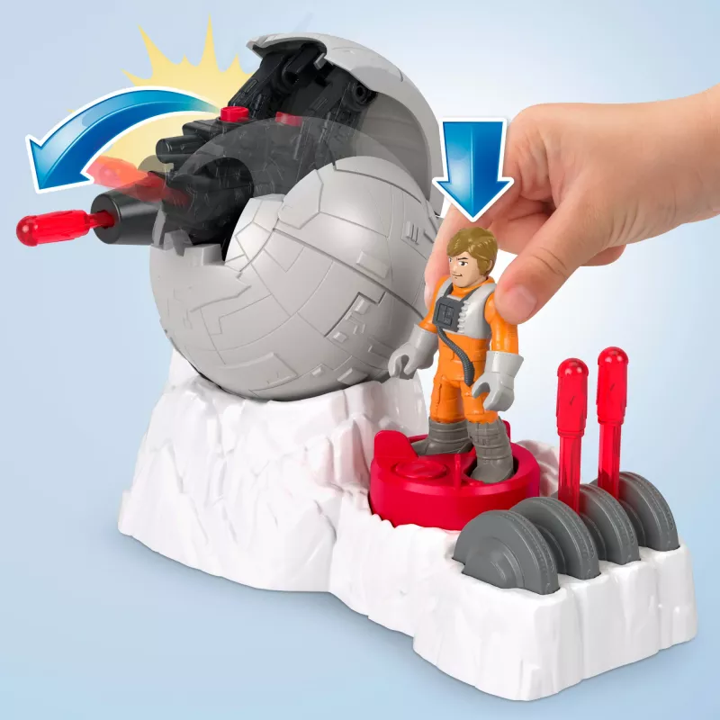 Fisher-Price Imaginext STAR WARS Rebel Base Cannon zabawka z kluczem metalowym odlewanym Luke Skywalker, 5 elementów
